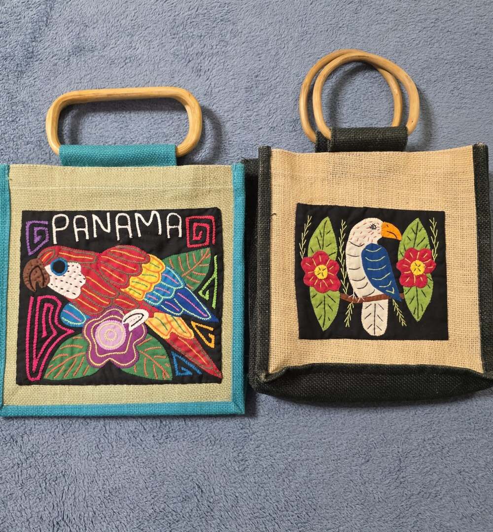 2 Burlap Handbag Purse Totes from Panama